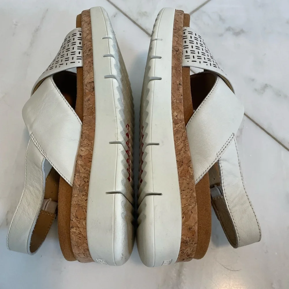 Pikolinos, women’s 5.5-6 euro 36, cream and tan leather platform summer sandals - Picture 7 of 9